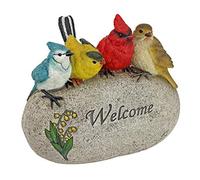 Design Toscano Statue de Jardin en Pierre de Bienvenue Motif Oiseaux : Moyenne.