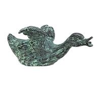 Design Toscano SU1016 Statuette de Jardin en Bronze Coulé le Canard Glissant sur l'Etang Lindell Pond, Vert-de-Gris, 29 x 19 x 12.5 cm