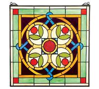 Design Toscano TF28011 Panneau en verre teinté - Celtic Floral Quatrefoil Vitrail Tentures - Traitements de fenêtre