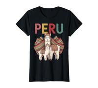 Design Traditionnel du Pérou avec de Jolis Lamas en Tricot Chullos T-Shirt Graphique avec Valeur