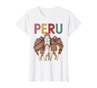 Design Traditionnel du Pérou avec de Jolis Lamas en Tricot Chullos T-Shirt Graphique avec Valeur