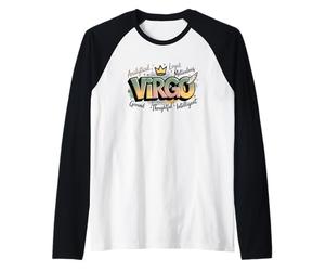 Design Typographique Coloré du Signe Astrologique Vierge Manche Raglan