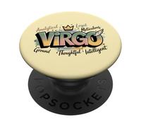 Design Typographique Coloré du Signe Astrologique Vierge PopSockets PopGrip Adhésif