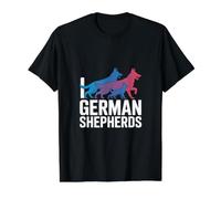 Design Vibrant « I Love German Shepherds » T-Shirt Graphique avec Valeur, Homme, Noir, L
