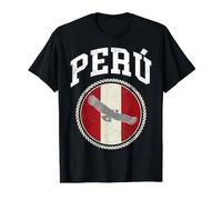 Design Vieilli du Pérou avec Condor andin et Drapeau National T-Shirt Graphique avec Valeur, Homme, Noir, M