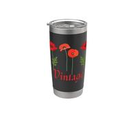 Design vintage avec quatre coquelicots rouges Gobelet isotherme en acier inoxydable double paroi