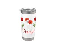 Design vintage avec quatre coquelicots rouges Gobelet isotherme en acier inoxydable double paroi