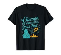 Design Vintage des années 80 de Chicago : Le Vent Vole Votre Chapeau T-Shirt