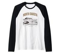 Design Vintage des Plaines Infinies du Dakota du Nord Manche Raglan