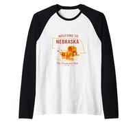 Design Vintage du Nebraska - État des Cornhusker Manche Raglan