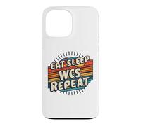Design Vintage Eat Sleep WCS avec Humour et Danse Coque pour iPhone 13 Pro Max