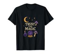 Design Vintage Mystique avec Lune, étoiles et Boule de Cristal T-Shirt