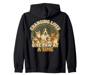 Design Vintage pour Animaux de Compagnie Qui changent des Vies Une Patte à la Fois Sweat à Capuche