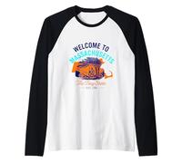 Design Vintage Typographique du Massachusetts Manche Raglan