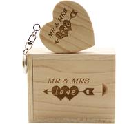 Design Wooden USB Flash Drive with Laser Engraving-32GB Heart Shaped Wooden USB Flash Drive Drivers with Matching Case for Novelty Gift (Maple 32g)