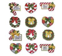 Design Works Candy Canes et couronnes de Noël en Toile Plastique à Broder Multicolore