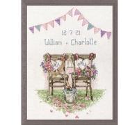 Design Works Chaises de Mariage Kit de Point de Croix, Coton, Multicolore, 23 x 30 x 0.1 cm