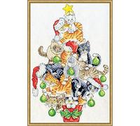 Design Works Crafts 3419 Kit de broderie au point de croix Motif sapin de Noël pour chats