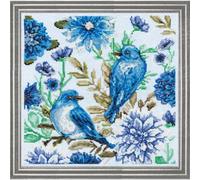 Design Works Crafts Inc. Oiseaux Bleus Kit de Broderie au Point de Croix compté, Tissu en Coton