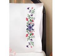 Design Works Crafts Paire de taies d'oreiller Tobin estampillées pour Broderie 50,8 x 76,2 cm - Fleur étoilée