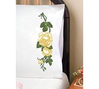Design Works Crafts Taies d'oreiller estampillées pour Broderie, Rose Jaune