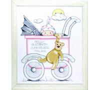 Design Works Crafts Tobin Acte De Naissance Bébé Fille Buggy Compté Point De Croix Kit-13 X 15 14 Barres