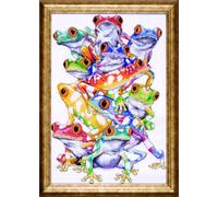 Design Works Kit Broderie pour Point de Croix Design Pile de Grenouilles Multicolore