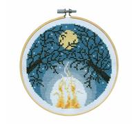 Design Works Kit de broderie au point de croix avec cadre à broder "feu de camp", motif à compter, diam. 15cm