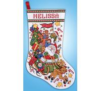 Design Works Kit de broderie au point de croix "Chaussette de Noël traîneau du Père Noël", motif à compter, 43x30cm