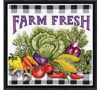 Design Works Paquet de broderie au point de croix "Frais de la ferme", motif à compter, 25x25cm