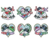 Design Works Plastic Canvas Ornament Kit 3.5"X3.5" Set of 6-Snow Couple (14 Count)
