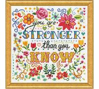 Design Works Stronger Kit de Broderie au Point de Croix Coton Multicolore 25 x 25 x 0,1 cm