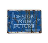 Design Your Future Vision - Plaque en métal avec slogans de motivation rétro - Décoration murale pour café, club, bar, bureau, maison et jardin - 20,3 x 30,5 cm