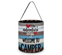 Design6 Welcome To Camper Sac fourre-tout à bonbons multifonction portable pliable et réutilisable avec poignée pour anniversaire ou fête de fin d'année