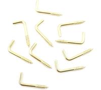 Design61 Lot de 10 crochets à vis droits pour console - En acier - Avec filetage - Pour mur et plafond - Pour fixation de chaînes et lampes - Laiton - 40 x 3,3 mm