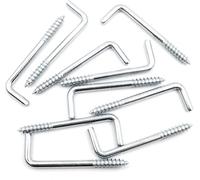 Design61 Lot de 10 crochets à visser droits pour console - En acier - Avec filetage - Crochets à visser pour mur et plafond - Crochets pour fixation de cordes, chaînes, plantes, lampes (50 x 5 mm)