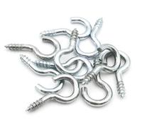 Design61 Lot de 20 crochets à visser courbés 30 x 3,3 mm - Crochets muraux galvanisés avec filetage en bois - Crochets à visser pour fixation de cordes, chaînes, plantes, lampes