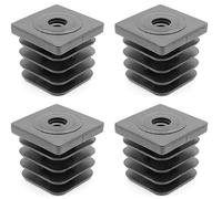 Design61 Lot de 4 bouchons filetés de réglage pour tuyaux carrés 40 x 40 mm avec filetage interne M8 Capacité de charge pour épaisseur de paroi 2,5-3 mm Noir