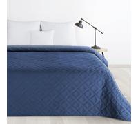 Design91 Alara Couvre-lit 220 x 240 cm, bleu foncé, matelassé, en microfibre, uni avec motif 3D, doux et facile d'entretien, utilisable toute l'année