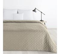Design91 Alara Couvre-lit matelassé, uni, matelassé, motif géométrique 3D, pour toute l'année (beige foncé 6, 220 cm x 240 cm)