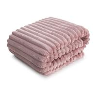 Design91 - Couverture douillette à motif rayé - Couverture douce et moelleuse - Canapé rayé - Couverture moelleuse pour la maison - Couette - MICROFIBRE (Rose, 200 x 220 cm)