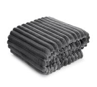 Design91 Couverture douillette avec motif à rayures, Couverture câline douce, Douce, Couverture de canapé rayée, Couverture d'intérieur moelleuse, Couette, MICROFIBRE (Gris, 70 x 160 cm)