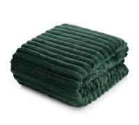 Design91 - Couverture douillette avec motif rayé - Couverture douce et pelucheuse - Sofadecke douce, Plaid rayé, Couverture moelleuse, Steppdecke, MIKROFASER (Vert, 70 x 160 cm)