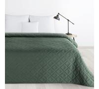 Design91 Couvre-lit matelassé Alara - Couleur unie - Matelassé - Motif géométrique 3D - Pour toute l'année - Vert 6, 220 cm x 240 cm