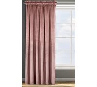 Design91 Eurofirany Rosa Rideau en Velours Doux Uni Opaque avec Galon Fronceur - 1 Unité, Moelleux, Panneau Drapé, Classique, Élégant, Salon, Chambre, 200 g/m², 140x270 cm, Rose Foncé