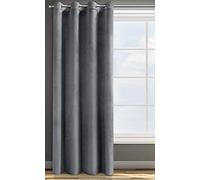 Design91 Eurofirany Rosa Rideau en Velours Doux Uni Opaque avec Oeillets - 1 Unité, Moelleux, Panneau Drapé, Classique, Élégant, Salon, Chambre, 200 g/m², 140x250 cm, Gris Graphite