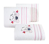 Design91 Serviette pour bébé Blanc Rose 70 x 140 cm