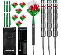 Designa D0729 Patriot | Fléchettes de drapeau national 90 % tungstène de qualité supérieure, 22 g, argent