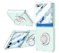 Designed for Galaxy Z Flip 7 Case with Ring Kickstand & Tempered Screen Protector for Samsung Flip 7 Slim Protective Phone Case Clear Cover for Z Flip 7 5G - Clear