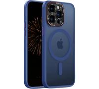 Designed for iPhone 16 Pro avec Coque de Protection Pleine avec Cadre en Aluminium pour Objectifs, Protection Militaire, Fine et Magnétique, Translucide et Mate Anti-Empreintes, Slim 6.3", Bleu